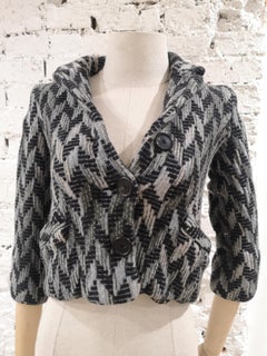 Missoni 1990s Grey Multicolored Wool Jacket Size 46 Fits Like 42