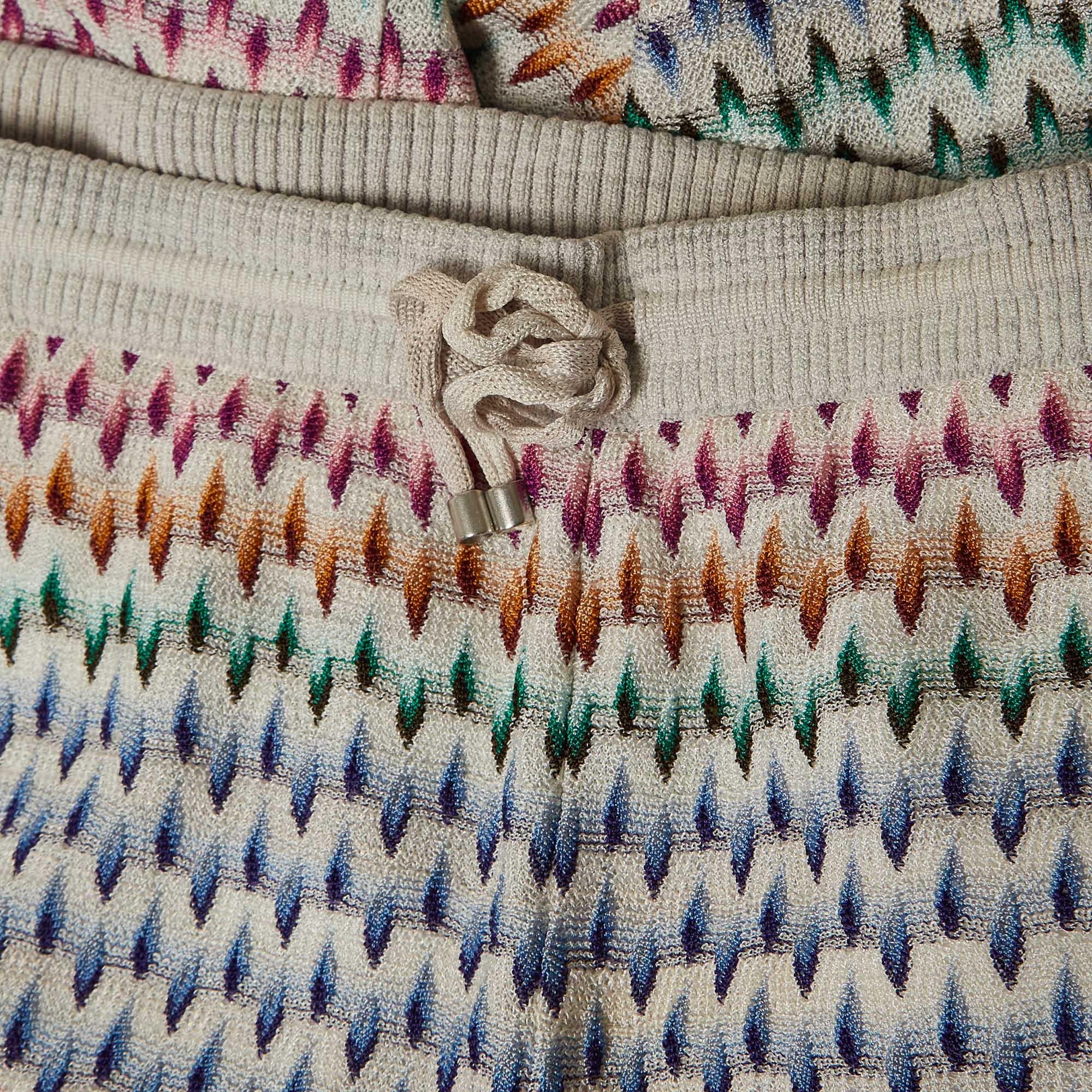 Grigio Missoni - Pantaloni jogger in maglia grigia a fantasia S in vendita