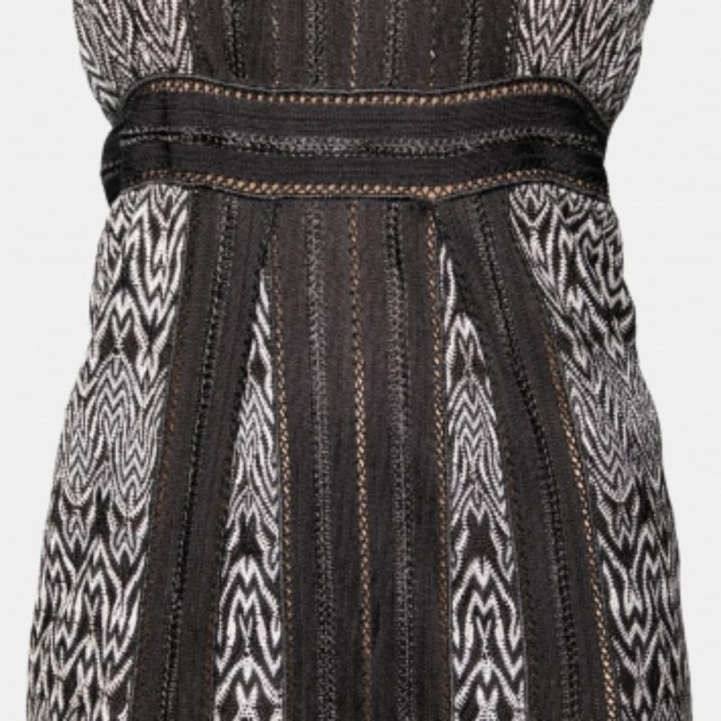 Missoni Grau gemustertes trägerloses Strickkleid M (Schwarz) im Angebot