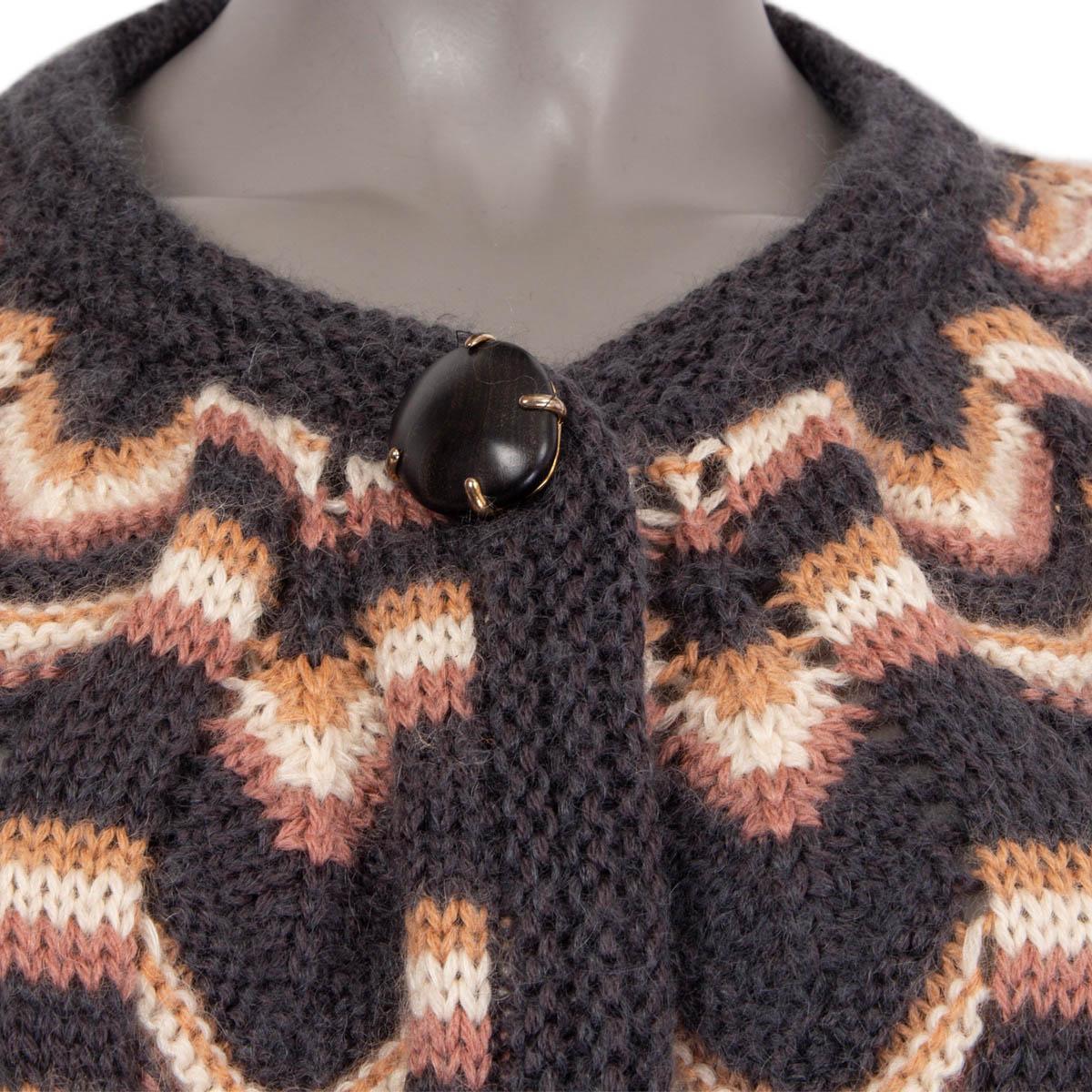 MISSONI grey & pink wool blend SHORT SLEEVE SINGLE BUTTON Cardigan Sweater 42 M 1