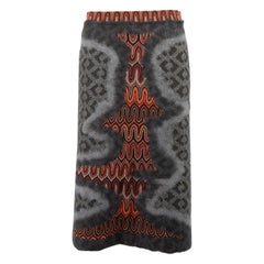 Missoni Falda de punto de lana gris hasta la rodilla Talla M