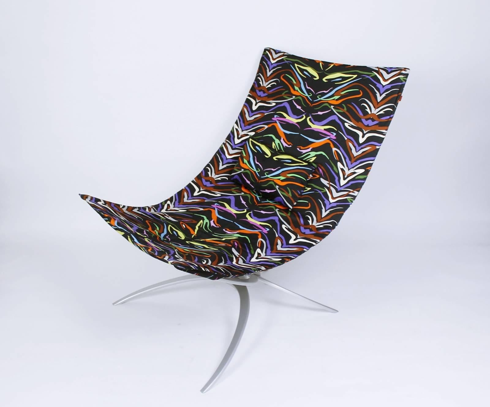 Italian Missoni Home Ambrogina Folding Chair in Printed Satin Tiger Fabric