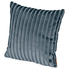 Missoni Home Coomba Cushion in Blue Velvet with Ribbed Pattern