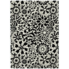 Missoni Home Fleury Wool Rug in Black and White with Floral Print