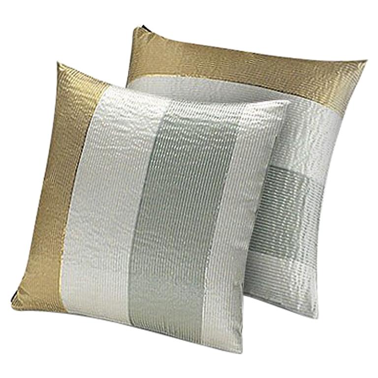 Missoni Home Kaduna Cushion Set in Multi-Color & Gold w/ Textured Solid Stripes For Sale