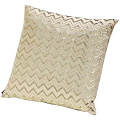 Missoni Home Leeka Cushion in Gold with Metallic Chevron Print