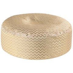 Missoni Home Leeka Pallina Pouf in Gold with Chevron Pattern