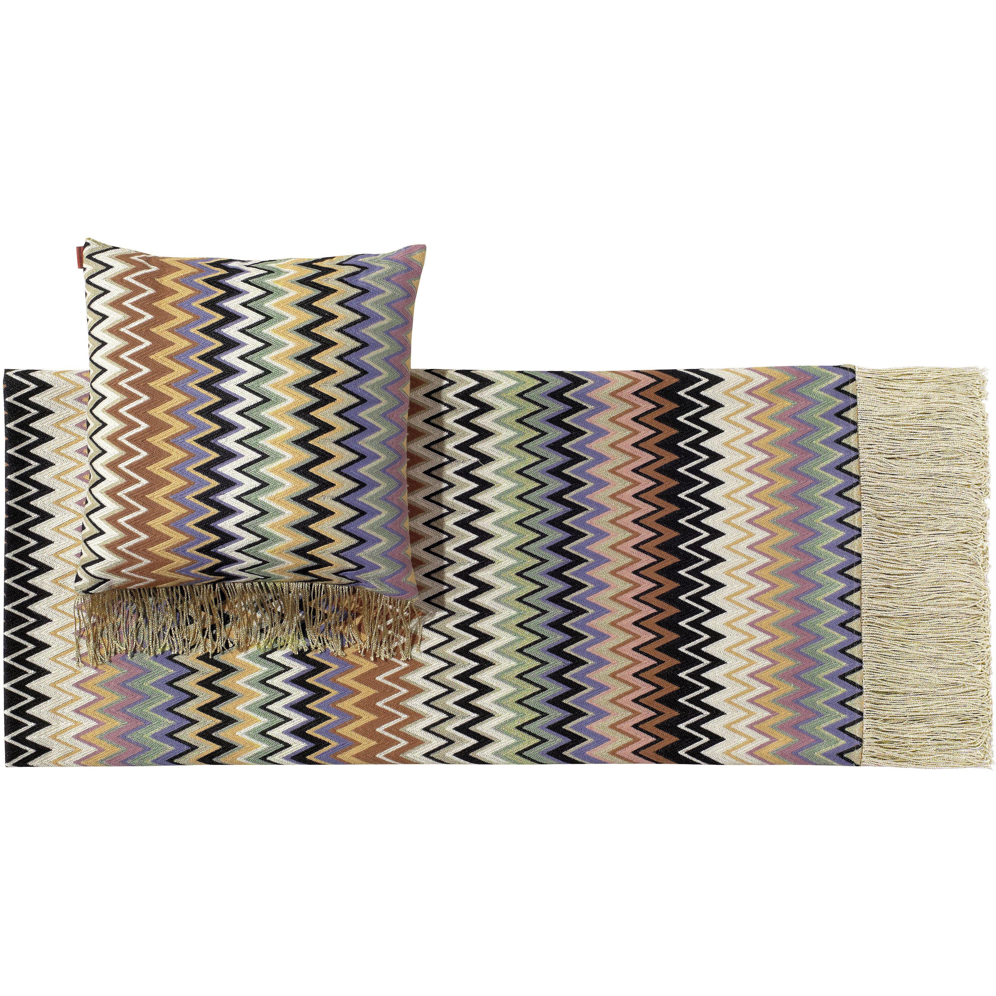 Missoni Home Margot Throw and Cushion in Multi-Color 
Natural w/ Chevron Print For Sale