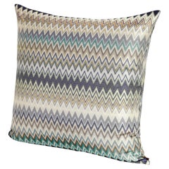 Missoni Home Masuleh Cushion in Multi-Color Beige and Blue Chevron Print