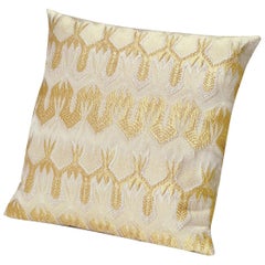Missoni Home Ormond Gold Cushion in Gold & Cream w/ Lace-Inspired Print