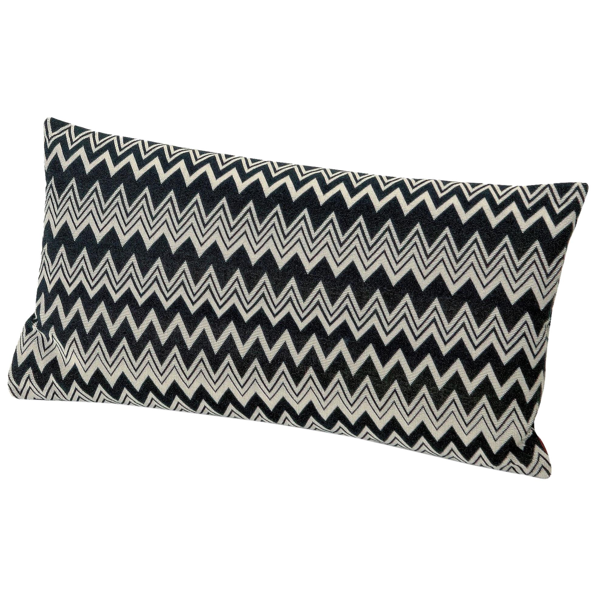 Missoni Home Orvault Cushion in Black and White with Chevron Pattern For Sale