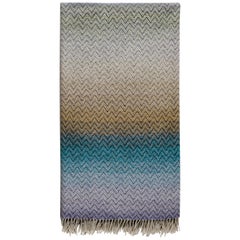 Missoni Home Pascal Throw in Multicolor Beige & Blue Gradient w/ Chevron Pattern