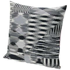 Missoni Home Patch Cushion in Black & White with Geometric Flame Stitch Print