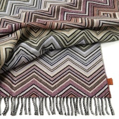 Missoni Home Perseo Throw in Purple and Brown with Chevron Pattern