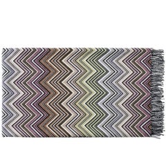 Missoni Home Perseo Throw in Purple and Brown with Chevron Pattern