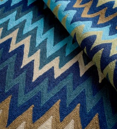 Missoni Home Piccardia Wool Rug in Blue and Camel Chevron Print