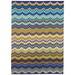 Missoni Home Piccardia Wool Rug in Blue and Camel Chevron Print
