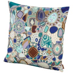 Missoni Home Prepignan Cushion in Multicolor Blue with Jewel Print