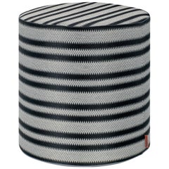 Missoni Home Prescott Tall Cylinder Pouf in Black and White with Stripe Print