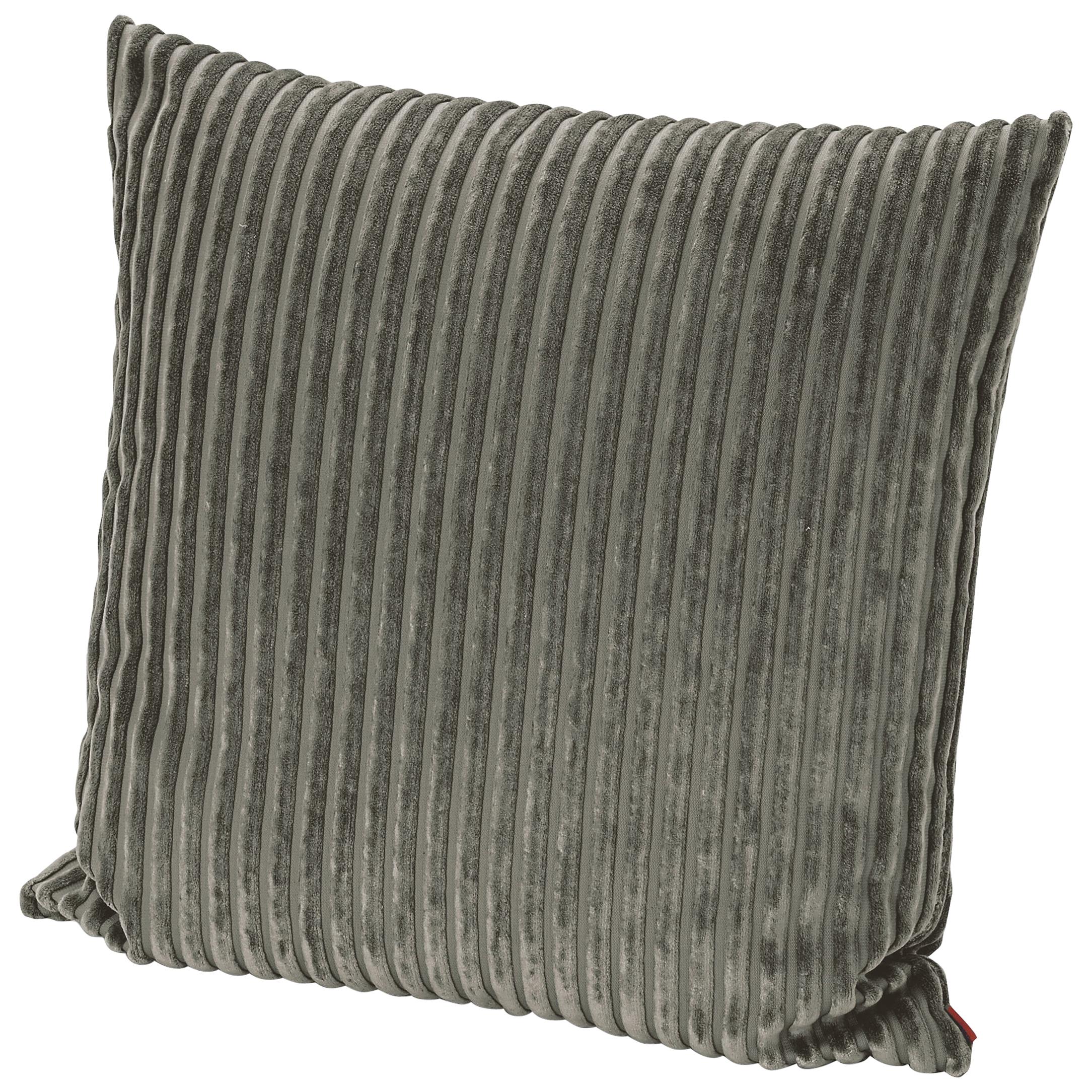 Missoni Home Rabat Cushion in Solid Green Striped Velvet For Sale