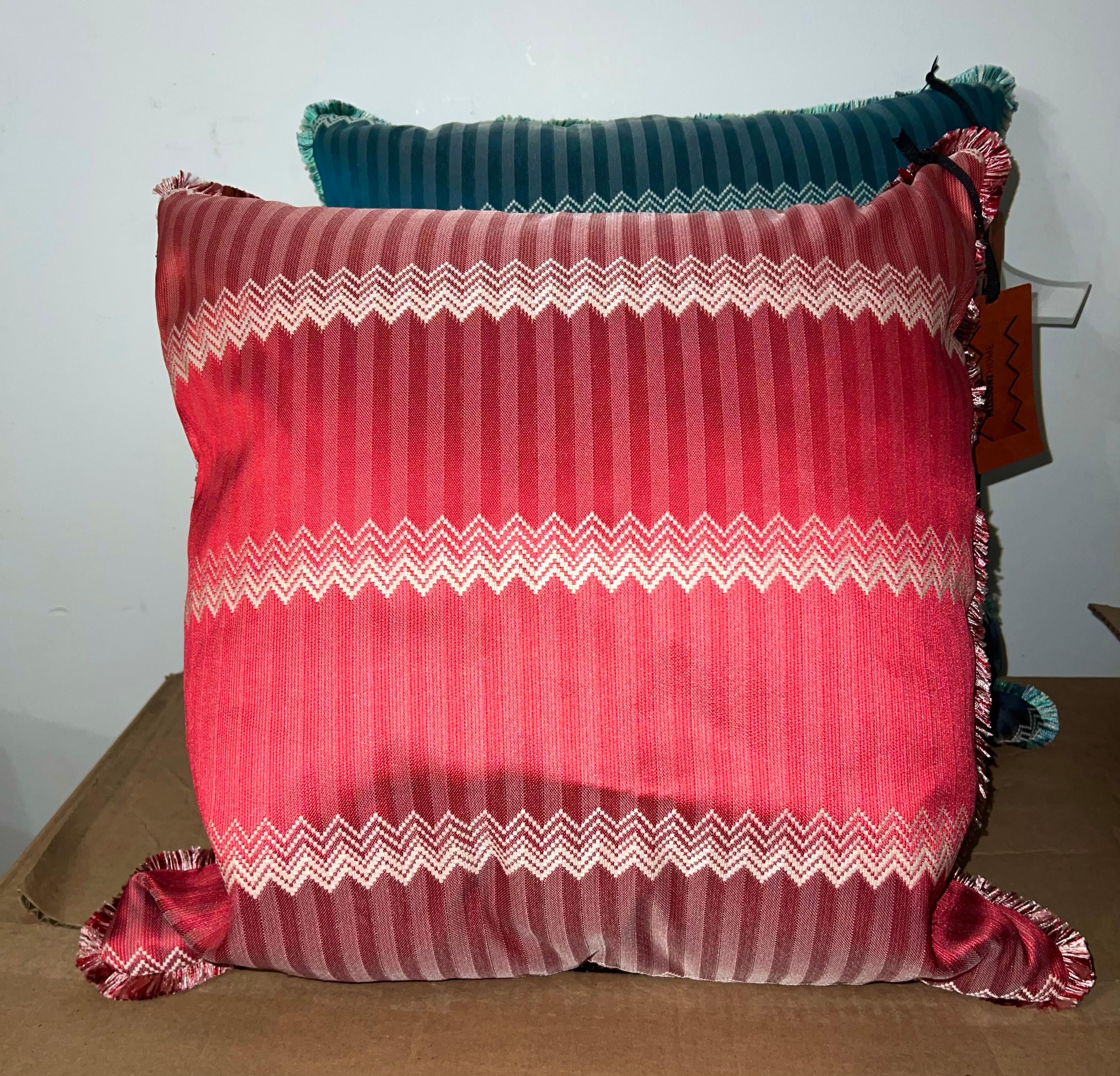 Textile Missoni Home Red Jacquard and Chevron Wells Cushion, Italy For Sale