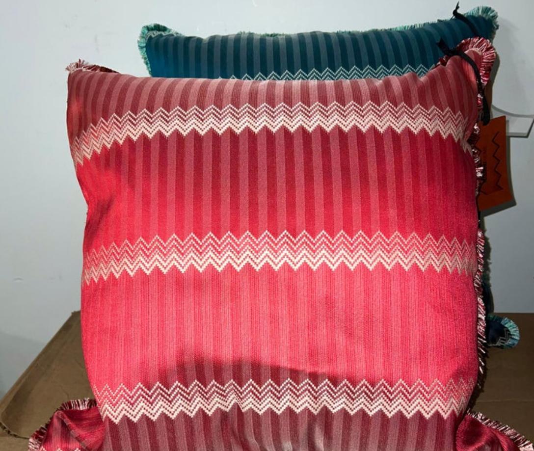 Missoni Home Red Jacquard and Chevron Wells Cushion, Italy For Sale 1