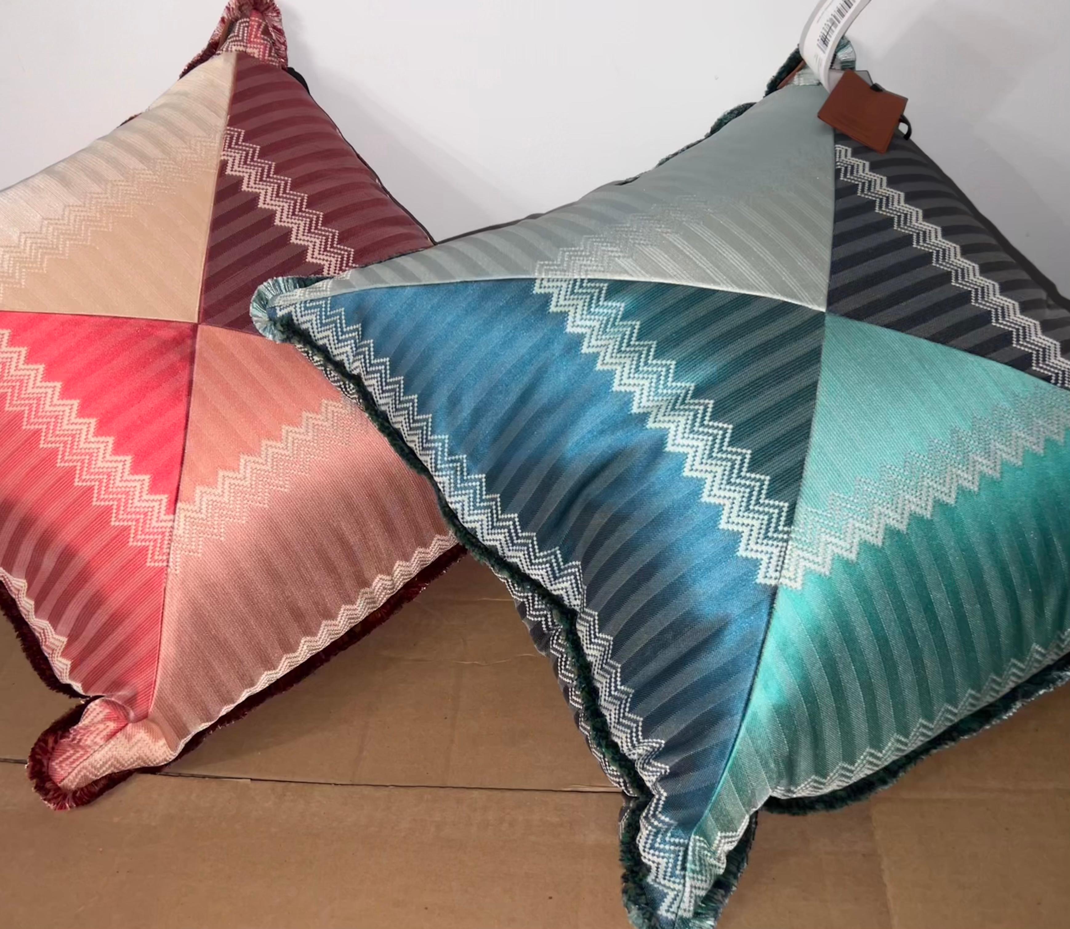 Contemporary Missoni Home Red Jacquard and Chevron Wells Cushion, Italy For Sale