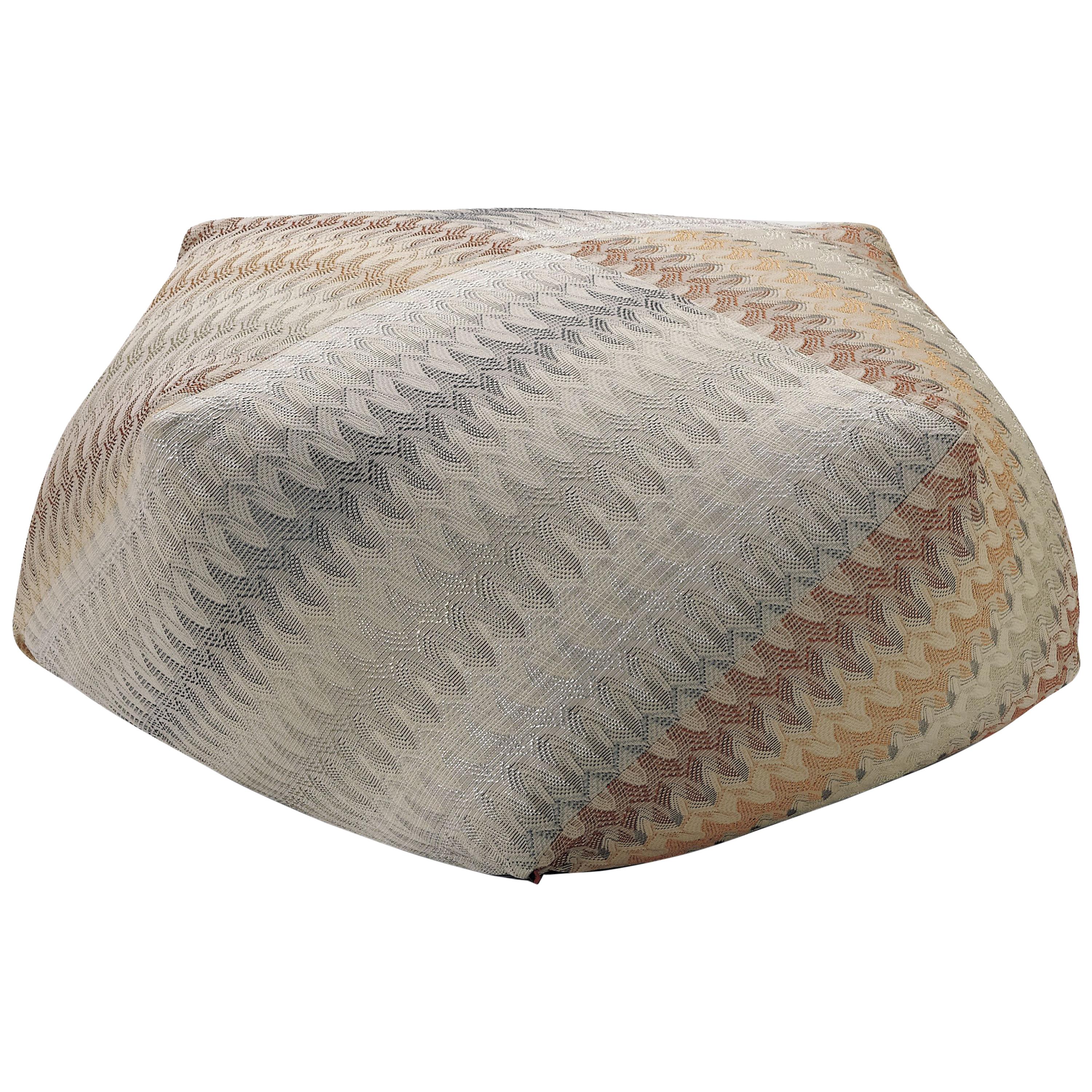 Missoni Home Remich Pw Diamante Pouf with Lace-Inspired Print in Tan For Sale