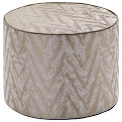 Missoni Home Reunion Cyclinder Pouf in Tan with Chevron Pattern