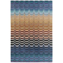 Missoni Home Saguaro Rug in Blue and Beige with Chevron Pattern