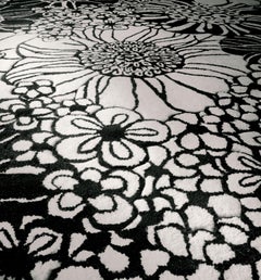 Missoni Home Sapporo Round Rug in Black and White with Floral Print