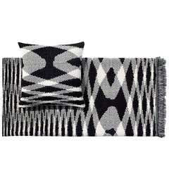 Missoni Home Sigmund Throw and Cushion Set in Black and White with Flame Print