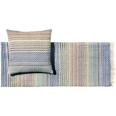 Missoni Home Simone Throw and Cushion in Pale Blue and Red with Chevron Pattern