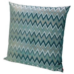 Missoni Home Taipei Cushion in Jacquard Fabric w/ Multi-Color Blue Chevron Print