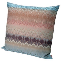 Missoni Home Tbilisi Jacquard Cushion in Multi-Color Pink and Blue Wave Pattern