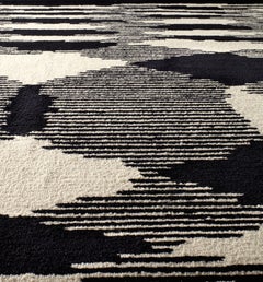Missoni Home Valdivia Wool Rug in Black and White with Flame Stitched Pattern