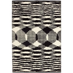 Missoni Home Valdivia Wool Rug in Black and White with Flame Stitched Pattern
