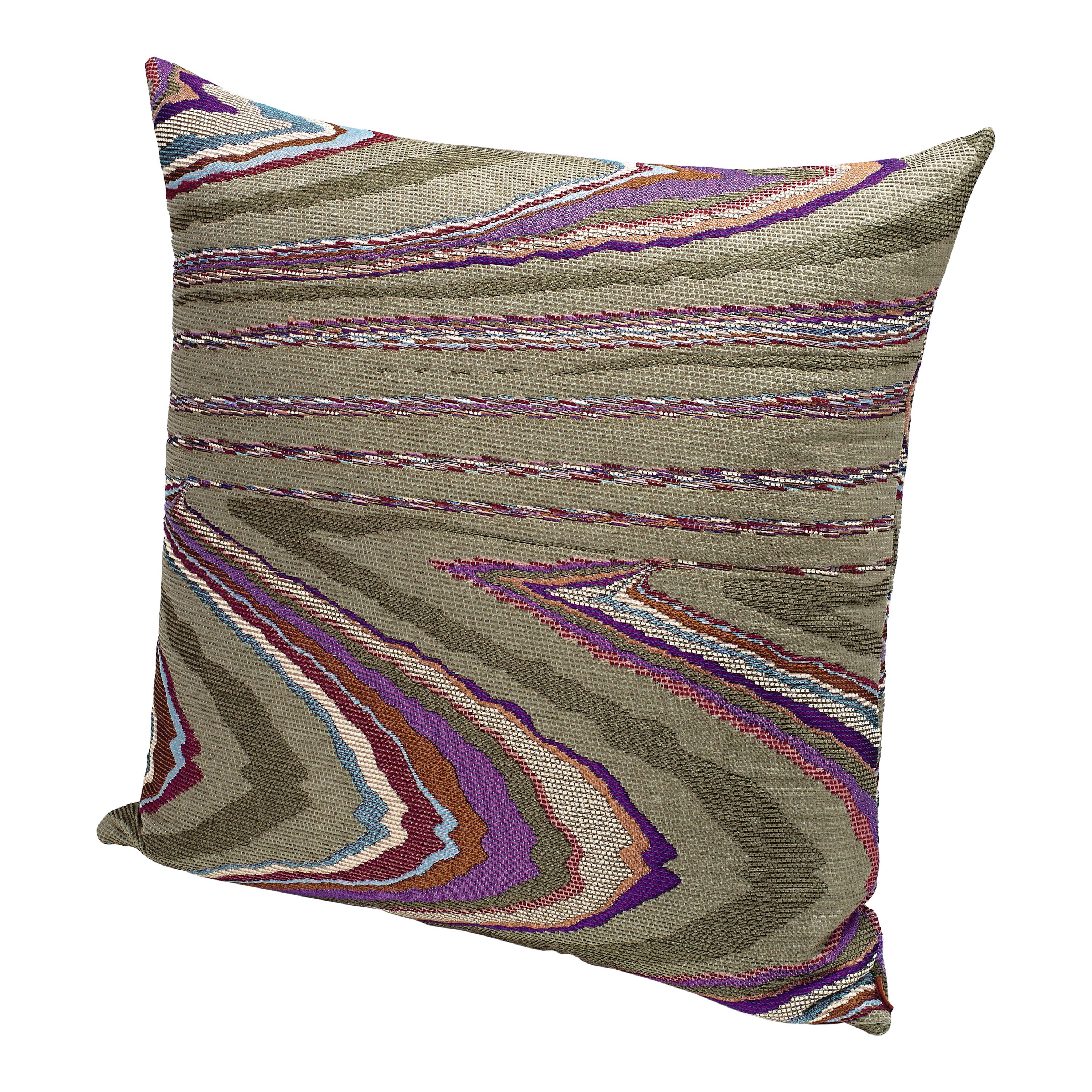 Missoni Home Vallauris Cushion in Jacquard Fabric w/ Multicolor Macro Slub Print For Sale