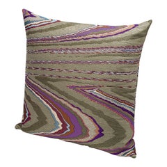 Missoni Home Vallauris Cushion in Jacquard Fabric w/ Multicolor Macro Slub Print