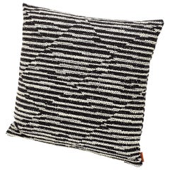Missoni Home Varberg Cushion in Jacquard Fabric, White & Black Patchwork