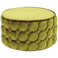 Missoni Home Velletri Cylinder Pouf in Green Velvet with Textured Base