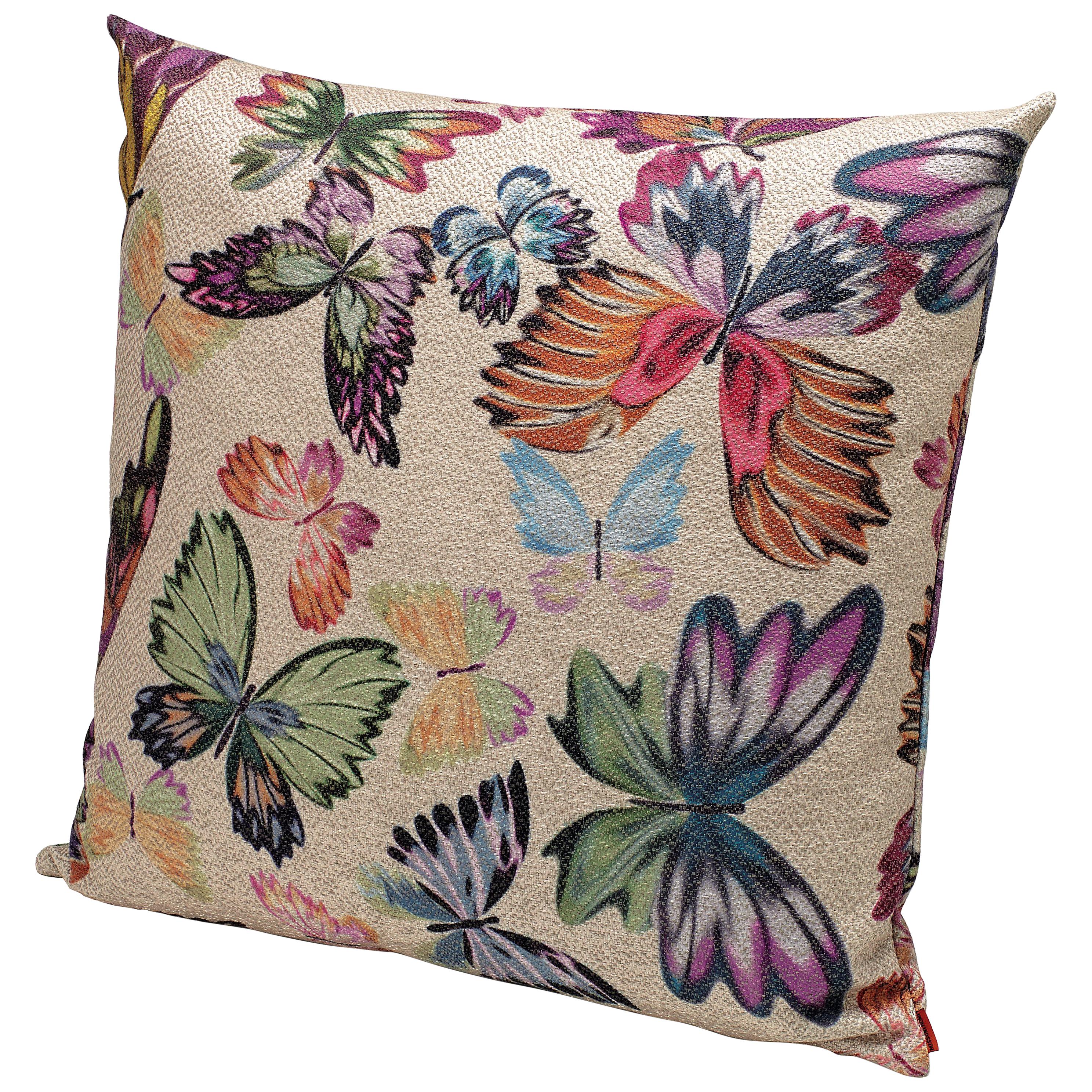 Missoni Home Vientiane Cushion in Jacquard Fabric w/ Multicolor Butterfly Print For Sale