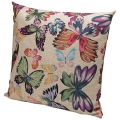 Missoni Home Vientiane Cushion in Jacquard Fabric w/ Multicolor Butterfly Print