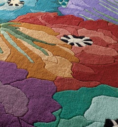 Missoni Home Vigevano Round Wool Rug with Multicolored Floral Patchwork