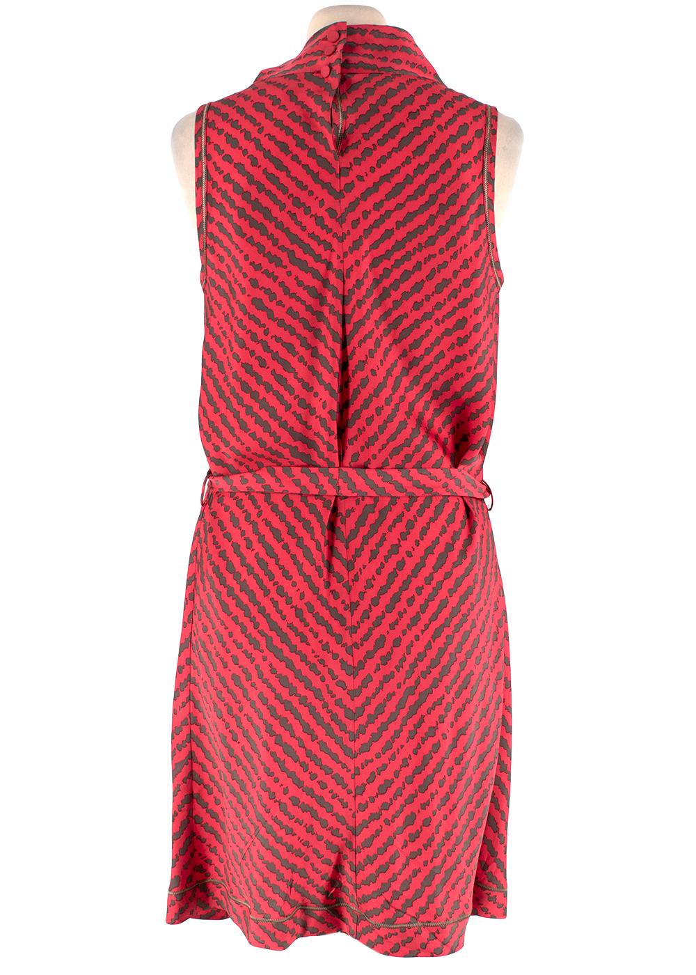 Missoni Hot Pink Printed Silk Sleeveless Midi Shift Dress - Size S In Excellent Condition For Sale In London, GB