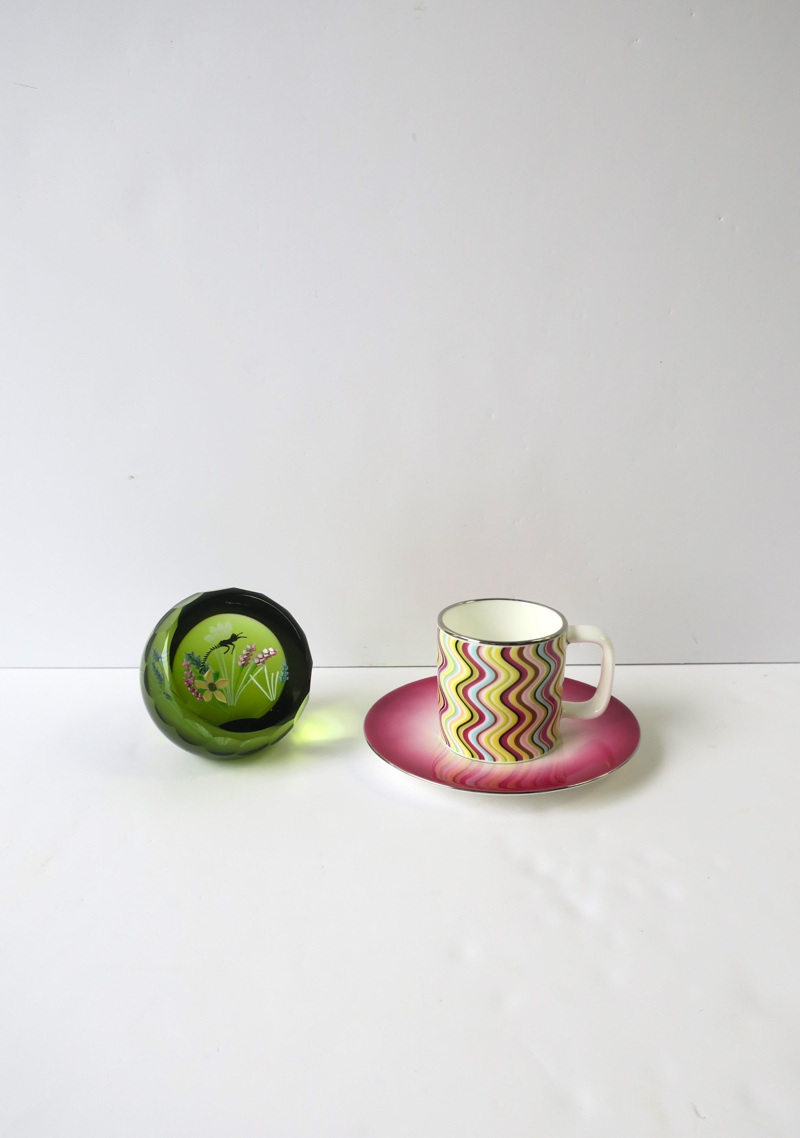 Modern Missoni Italian Porcelain Coffee Espresso Cup and Saucer For Sale