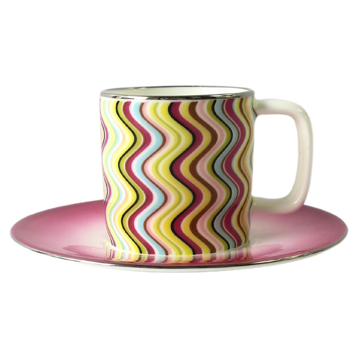 Missoni Italian Porcelain Coffee Espresso Cup and Saucer For Sale