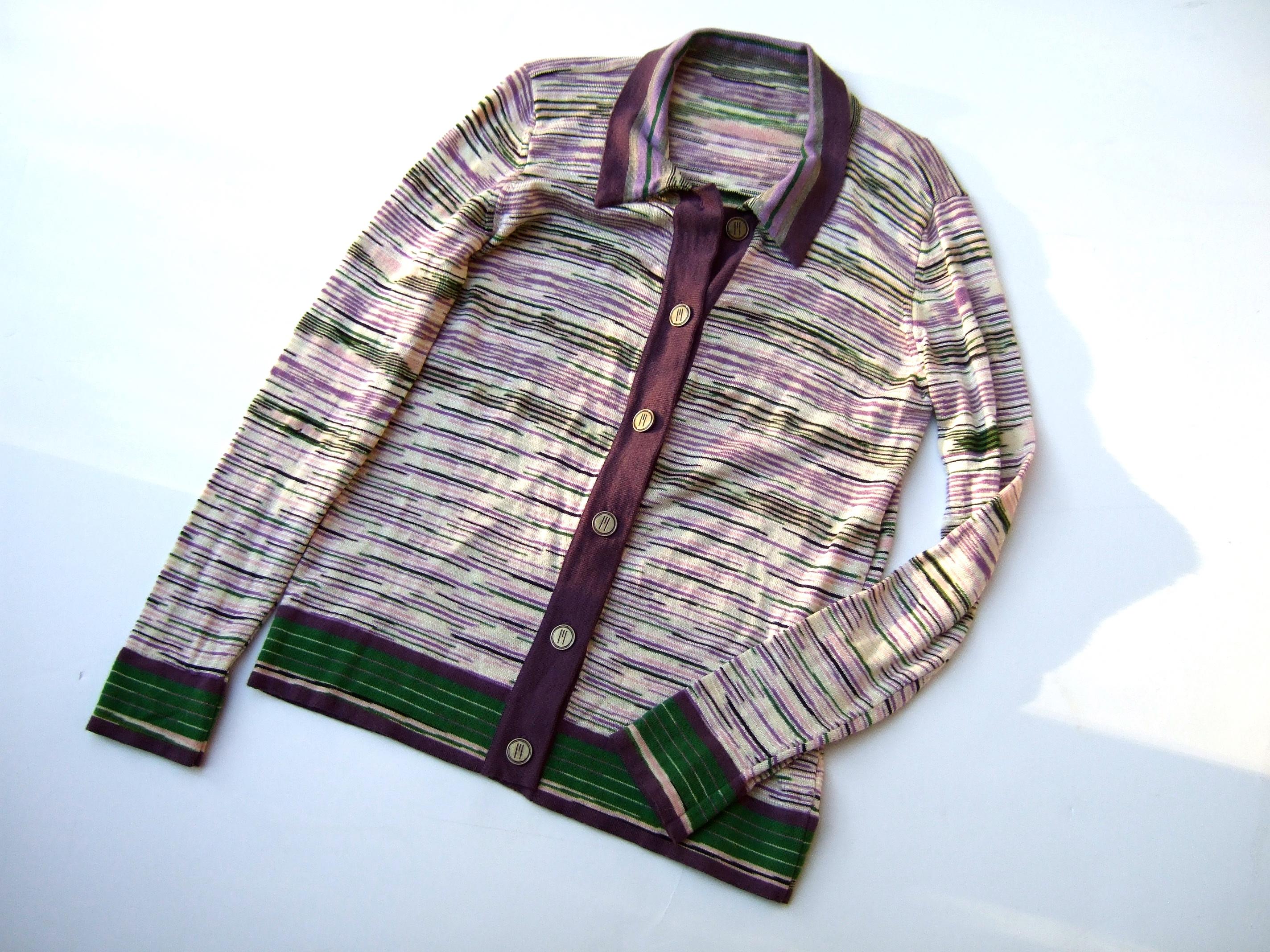 Missoni Italian Striped Wool Knit Cardigan Sweater c 21st For Sale 5