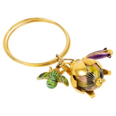 Missoni Italy Gilded Metal Bangle Bracelet with Enamel Dangling Charms