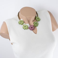 Missoni Italy Green and Pink Glitter Lucite Resin Choker Necklace